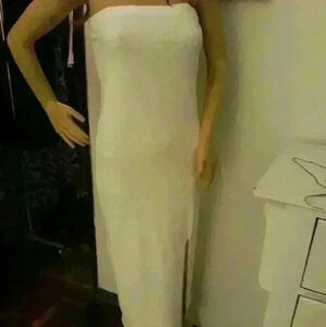 Fashion Nova lightweight beach summer side slit strapless knit dress  L